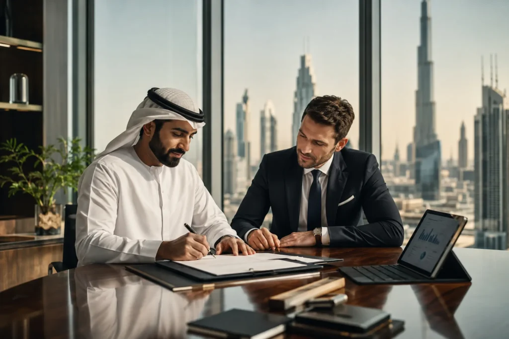 Constitución de sociedades en Emiratos Árabes Unidos con asesoramiento corporativo y firma de documentos empresariales